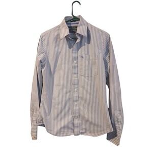 Abercrombie Fitch Muscle Mens Striped Button Long Sleeve Shirt Blue White Size S
